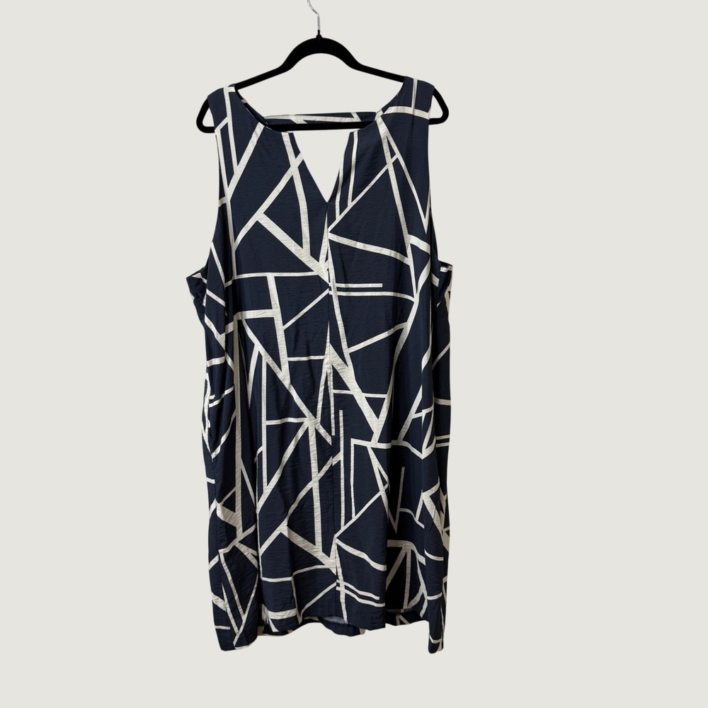 Banana Republic Dress XXL Navy White Geometric Abstract Shift Minimalist Artsy